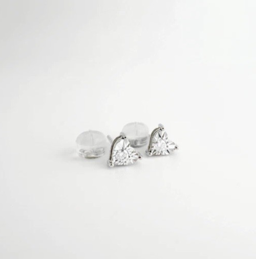 18K Solid Gold Diamond Heart Earrings 0.10 CT Natural Minimalist Gift1