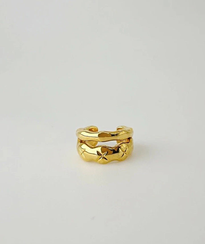 18K REAL Gold Single Ear Cuff Japan Electroform Minimalist Real Gold1