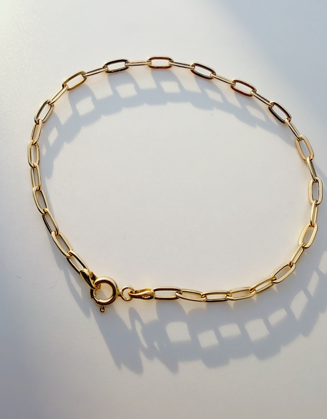 18K Solid Gold Paperclip Bracelet Size 7  | 5.2 x 2.9mm0