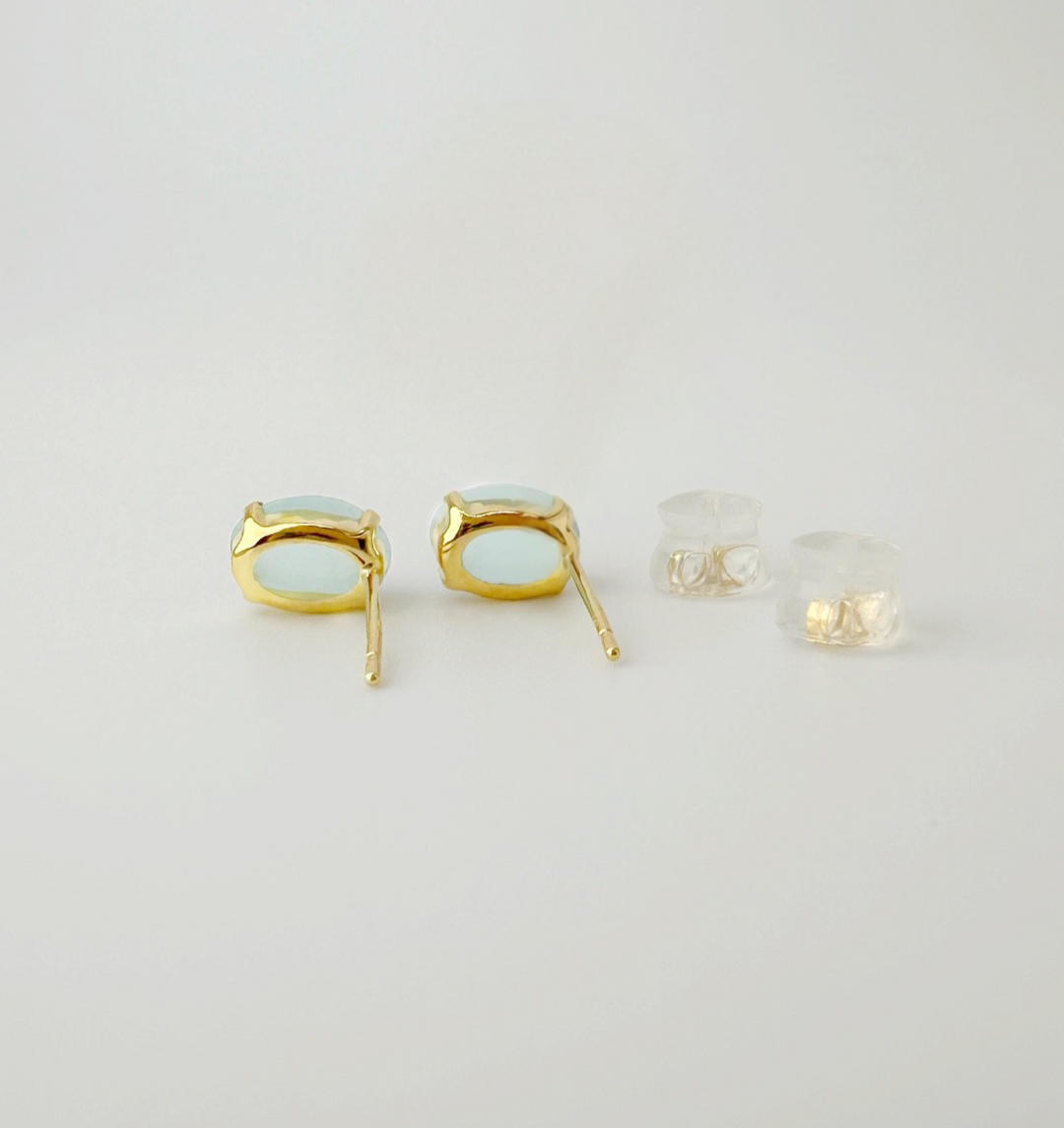 18K Solid Gold 0.9 Ct0 Natural Aquamarine Stud Earrings3