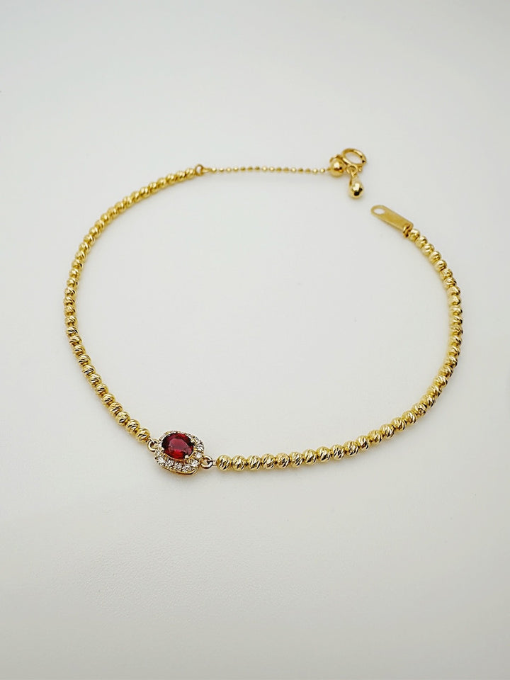 18K Solid Gold Ruby and Diamond Bracelet Dainty Asjustable Chain Minimalist Gift2