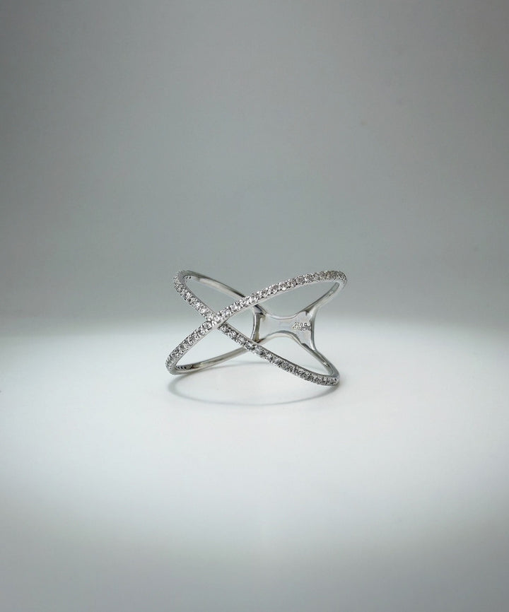 18K Solid Gold Diamond Ring Infinity Wrap Crisscross Bangle Minimalist Ring3