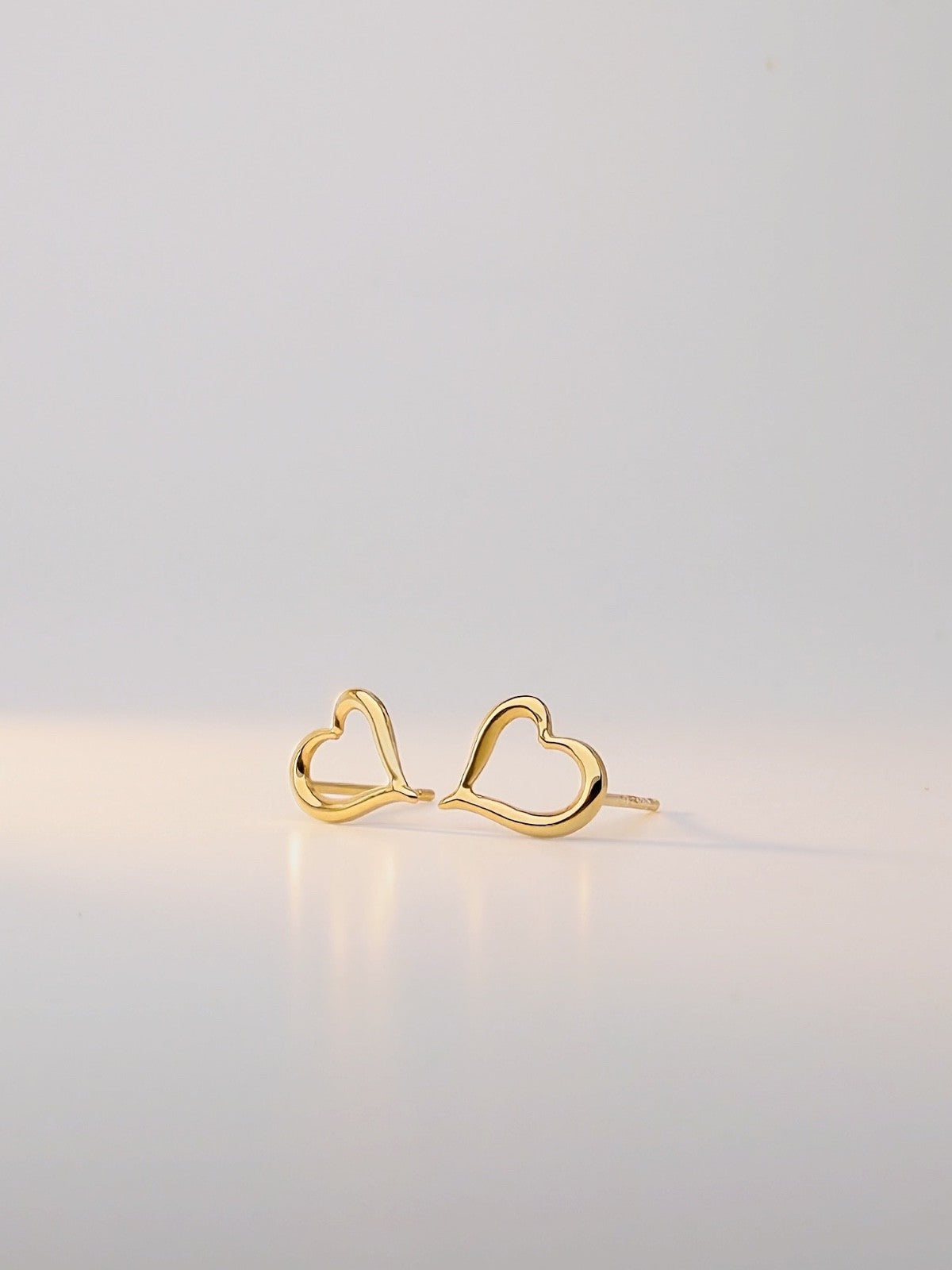 18K Solid Gold  Micro Mini Heart Earrings Minimalist Design , Stackable Earrings1