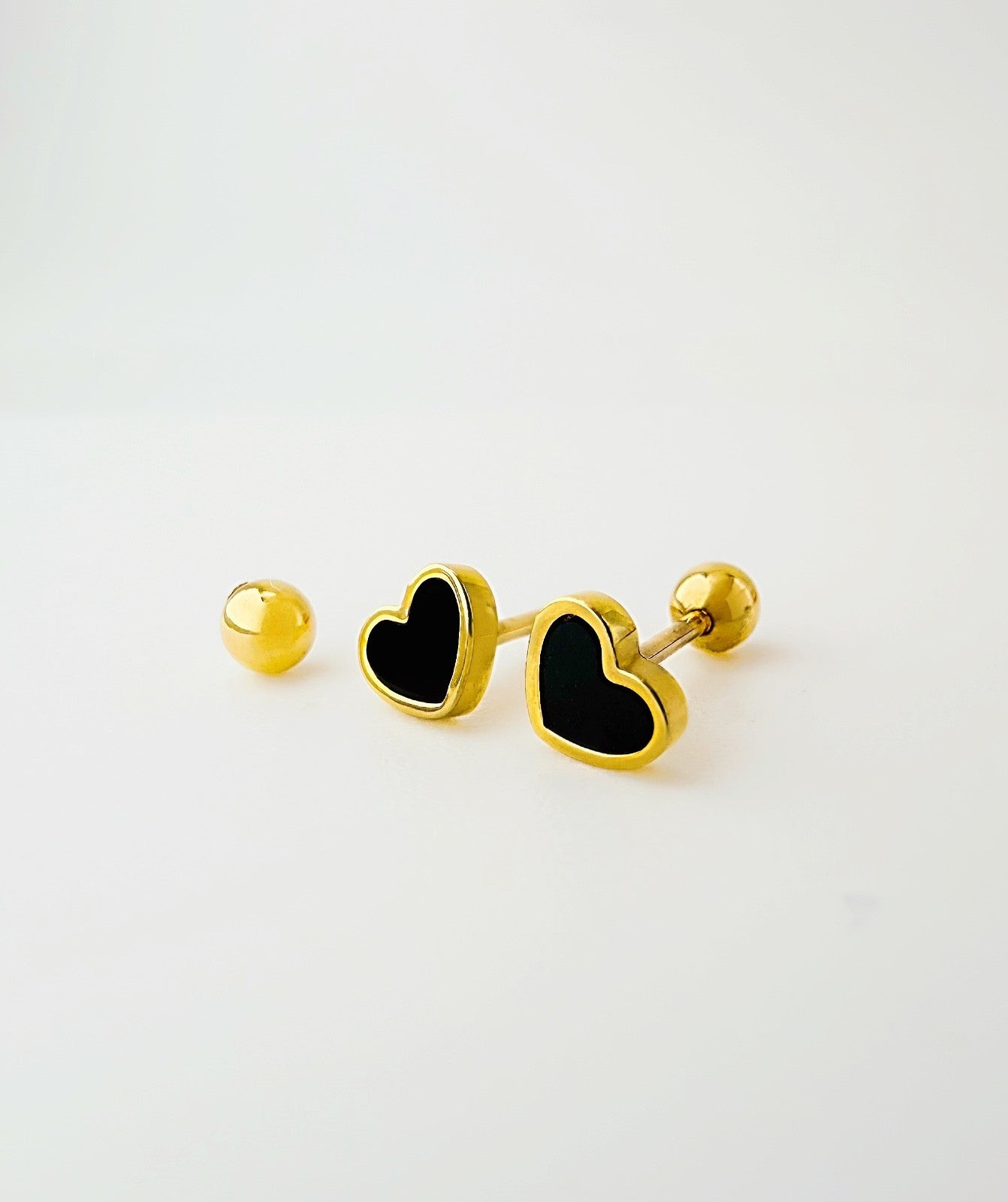 18K Solid Gold Heart Mini Stud Earrings 5mm Screw Back Real Gold 0.84g0
