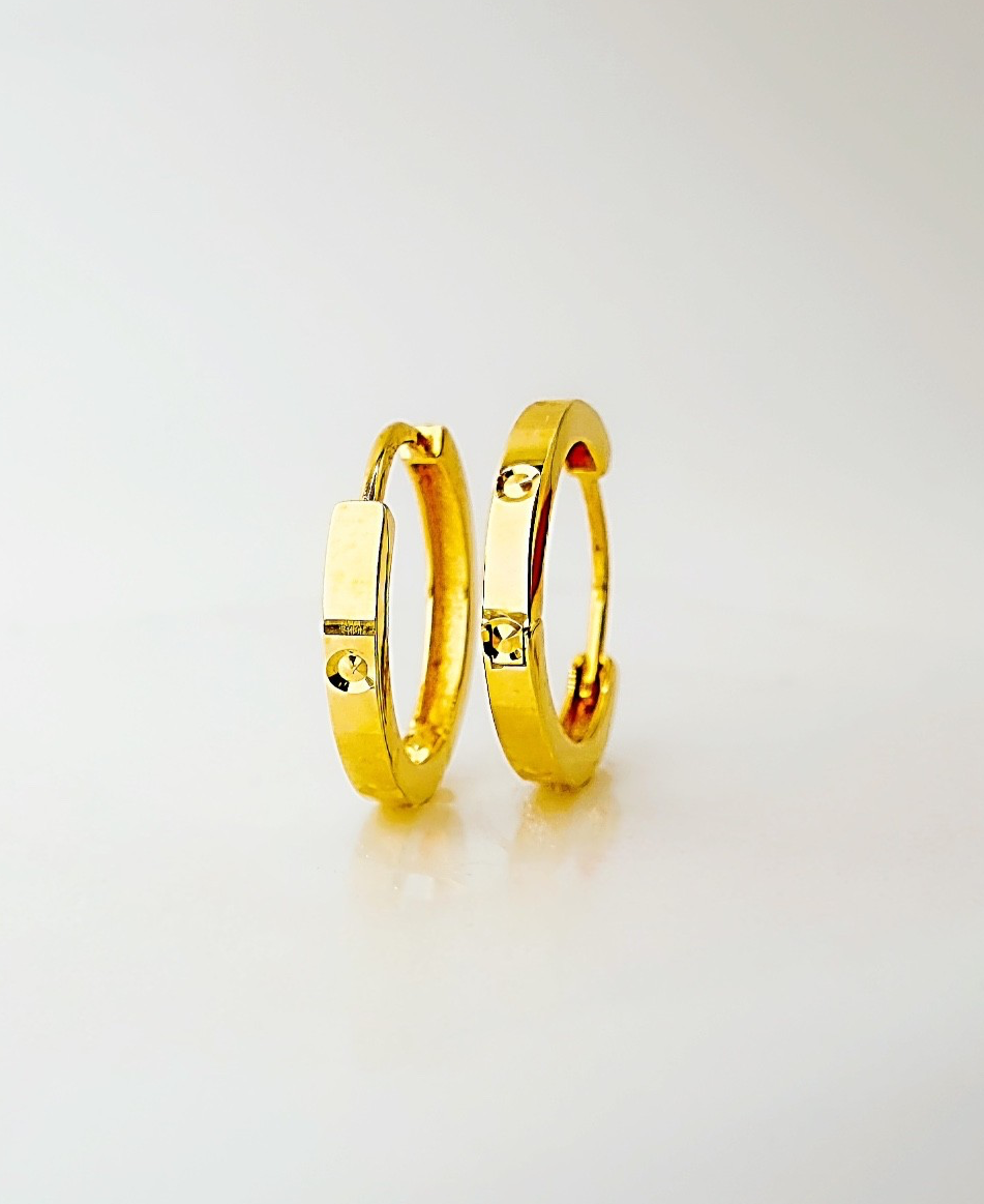 18K Solid Gold Hoop Earrings Huggies Hoops 12mm Minimalist Everyday Gold Jewelry0