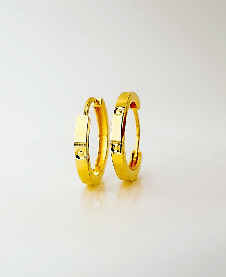 18K Solid Gold Hoop Earrings Huggies Hoops 12mm Minimalist Everyday Gold Jewelry0