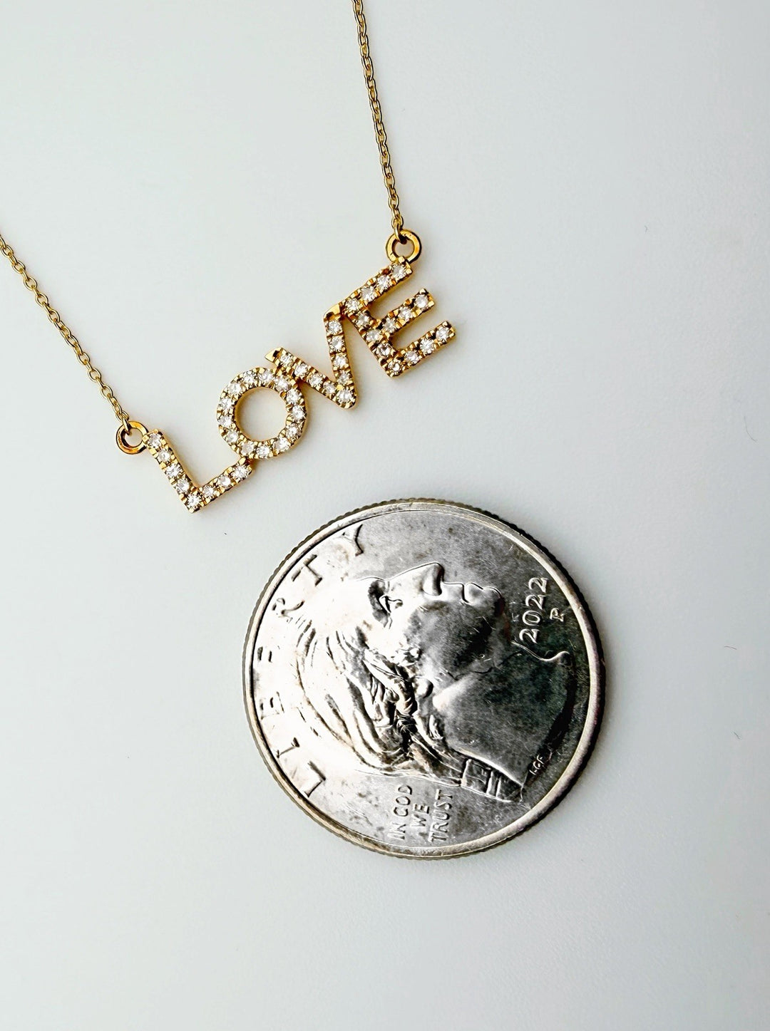 18K Solid Gold LOVE Pendant Diamond Necklace Women D-F VS-SI Minimalist Fine Jew3