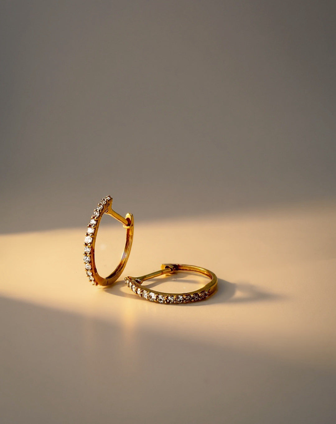 18K Solid Gold Diamond Hoop Earrings 12mm  Huggies VS Natural Yellow Gold1