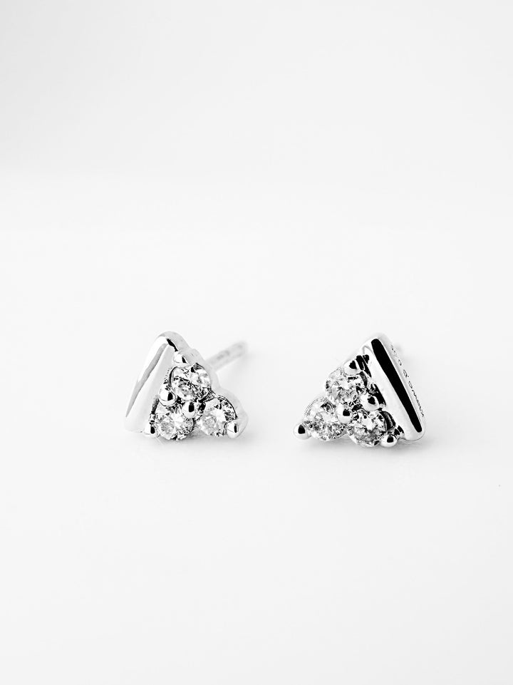 18K Solid Gold Three Marquise Stud Natural Diamond Earrings | Dainty Minimalist2