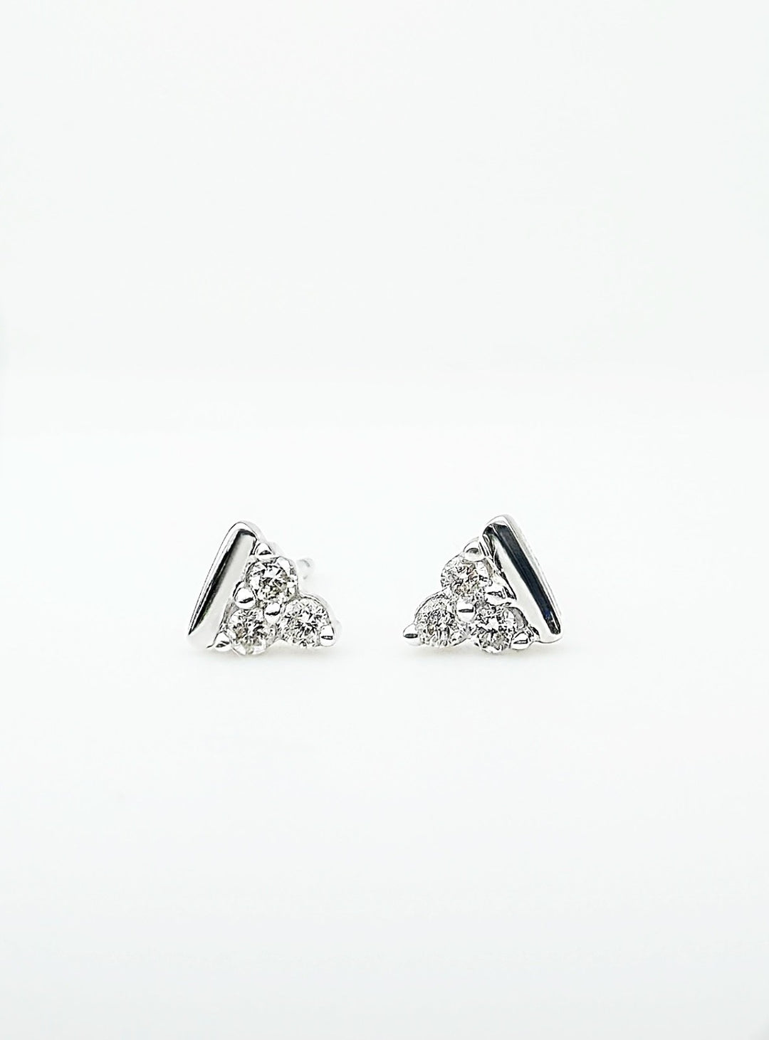 18K Solid Gold Three Marquise Stud Natural Diamond Earrings | Dainty Minimalist0