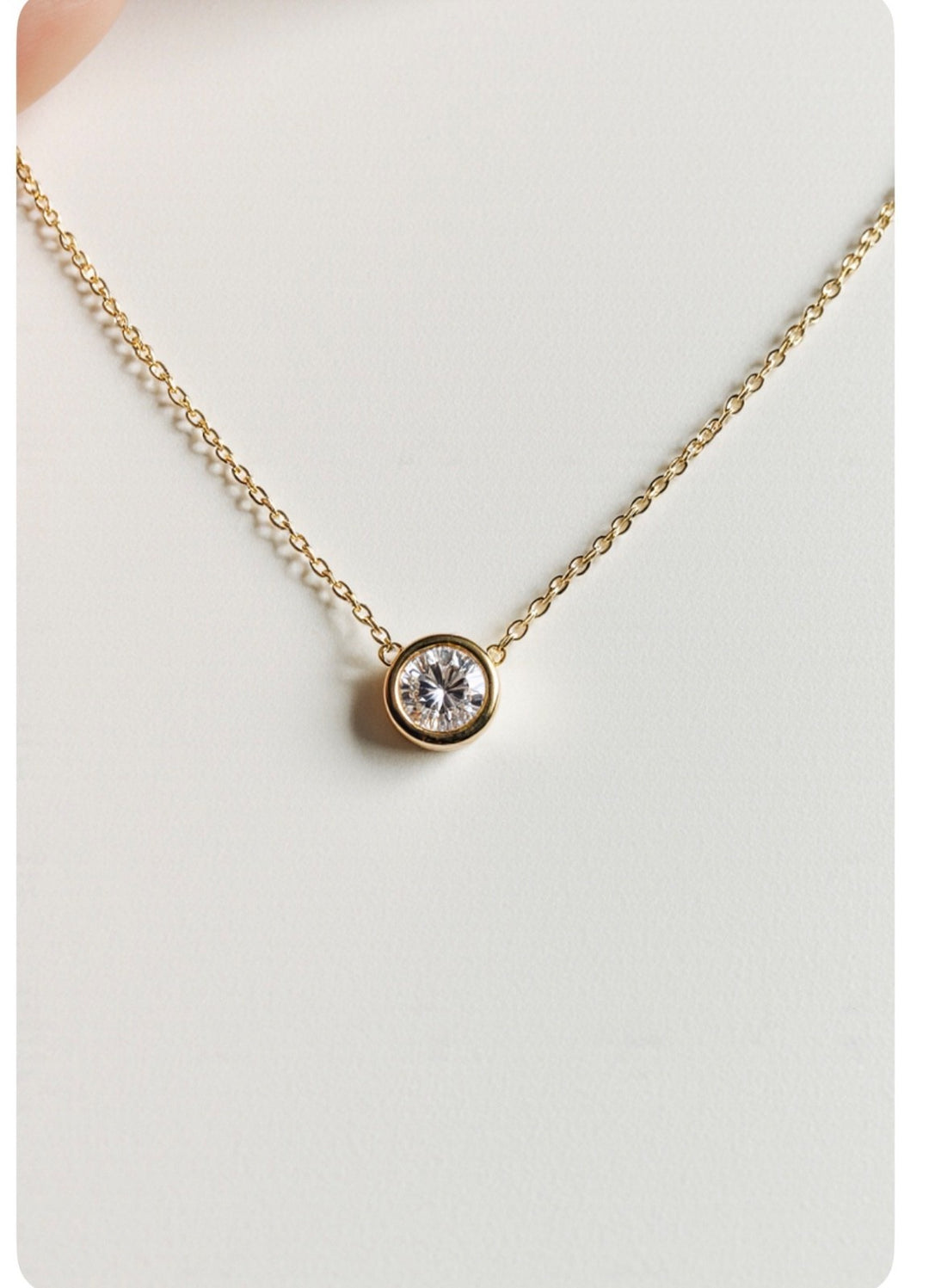 18K Solid Gold Solitaire Bezel Diamond Bracelet Dainty Chain Minimalist Gift2