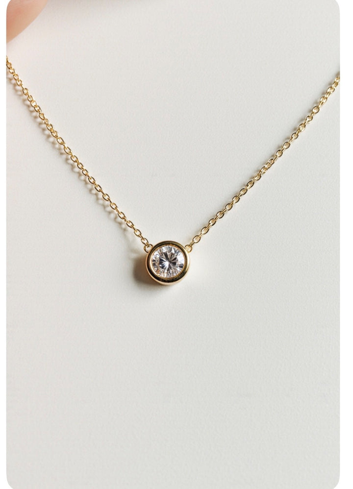 18K Solid Gold Solitaire Bezel Diamond Bracelet Dainty Chain Minimalist Gift2