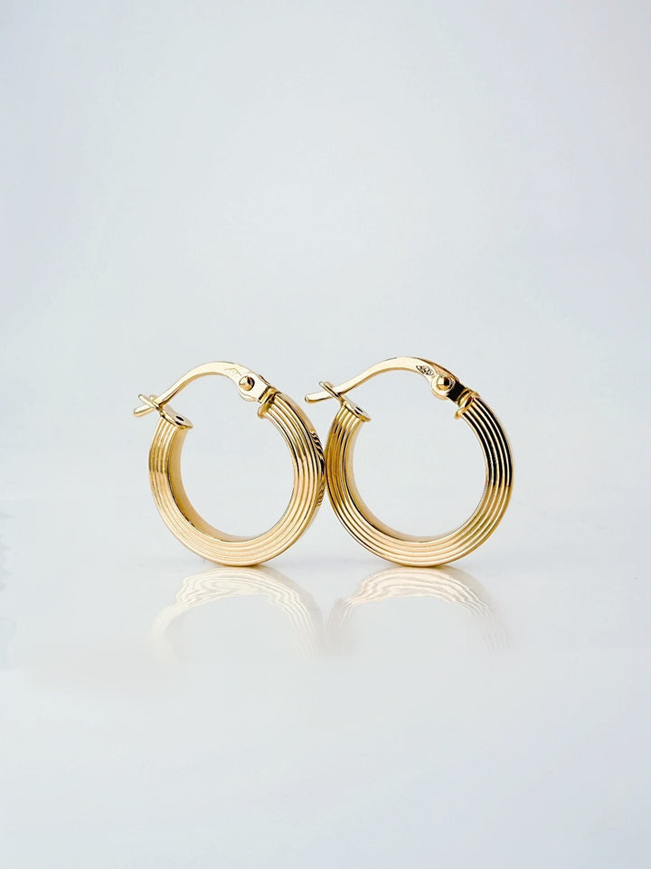 18K Solid Gold Hoop Earrings line Hoops 14mm Minimalist Everyday Gold Jewelry3