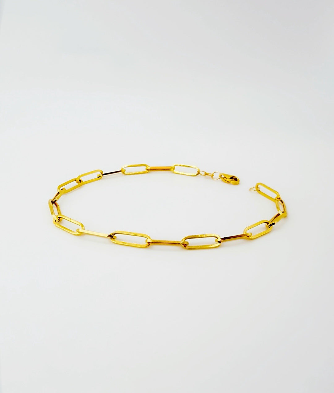 18K Solid Gold Paperclip Bracelet Size 7.5"4
