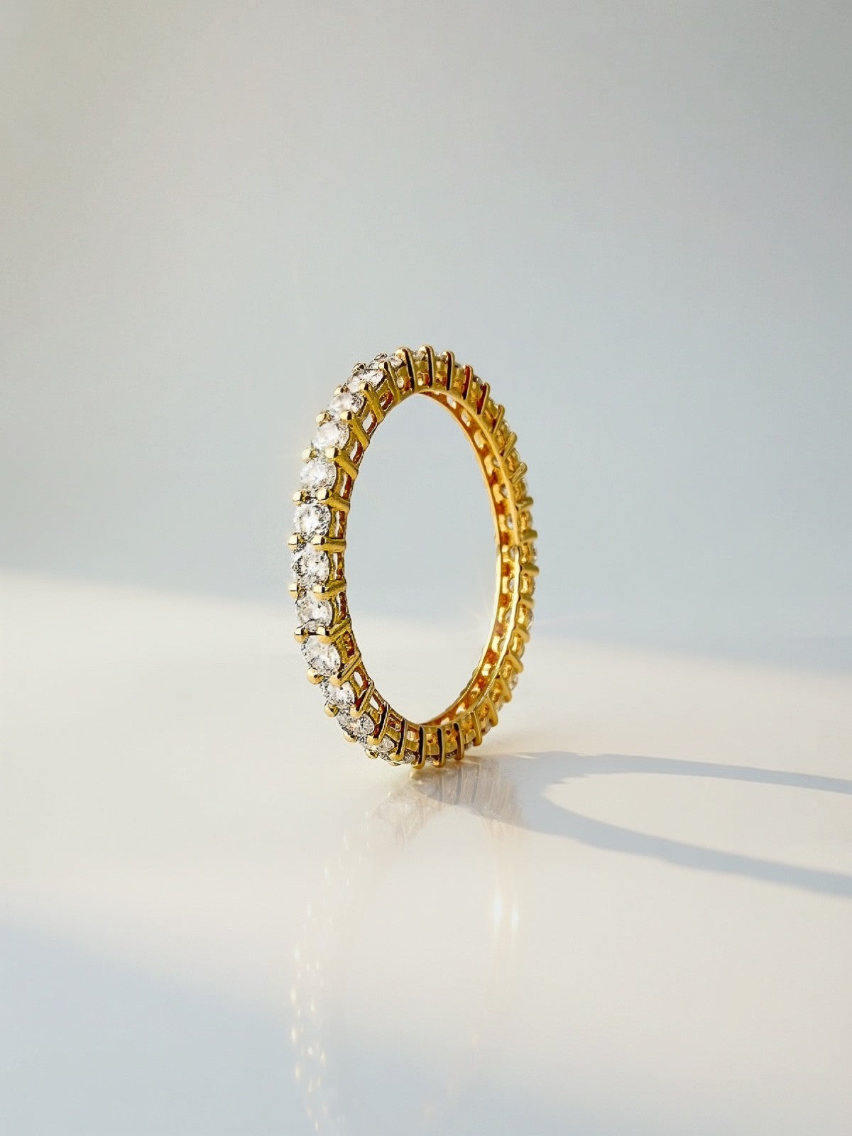 18K Solid Gold Diamond Full Eternity Ring 1 Carat Stackable Wedding Band0