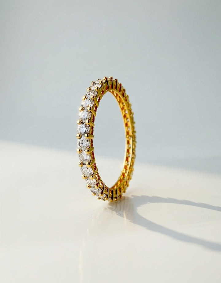 18K Solid Gold Diamond Full Eternity Ring 1 Carat Stackable Wedding Band1