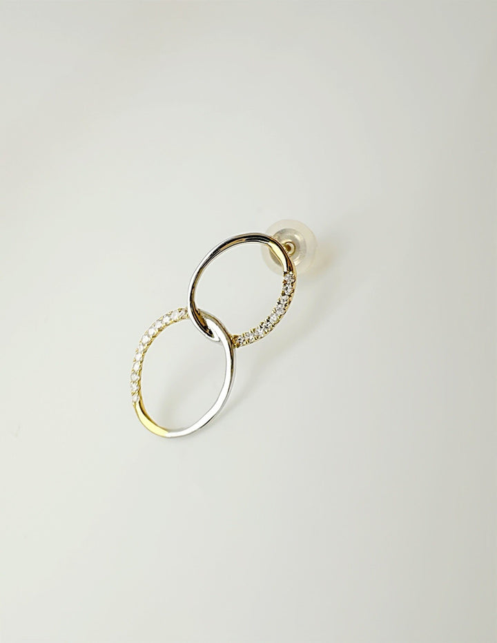 18K Solid Gold Two Tone Diamond Stud Earrings Women Lucky 8 VS-SI Real Gift3