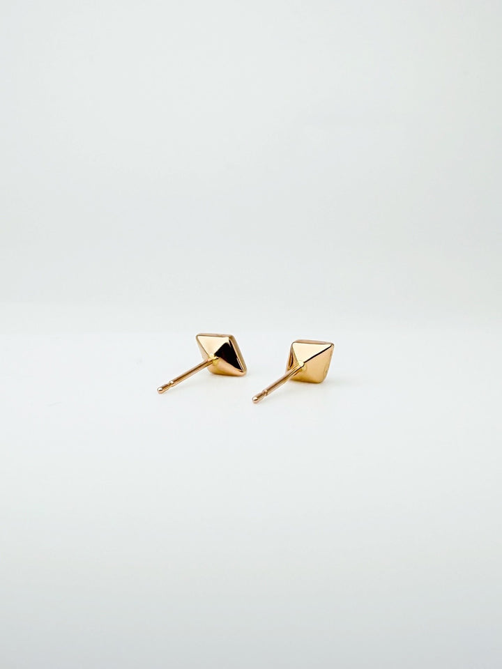 18K Real Gold  Mini Diamond Shaped Stud Earrings | Minimalist Everyday Jewelry5