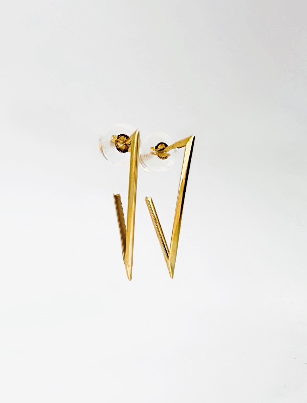 18K Solid Gold Minimalist V line Earrings | Geometric Bar Drop Studs | Modern2