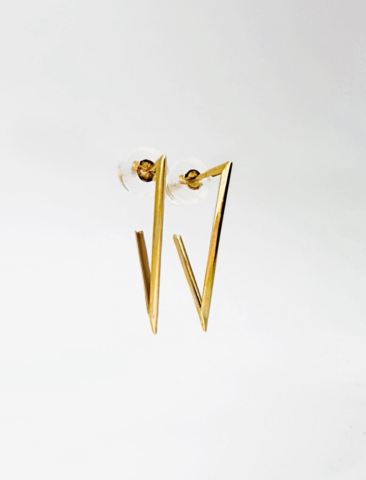18K Solid Gold Minimalist V line Earrings | Geometric Bar Drop Studs | Modern2