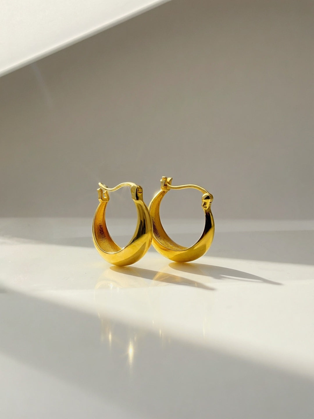 18K Solid Gold Dome Hoop Earrings – 14.5mm Rounded Huggies, Minimalist Dainty5