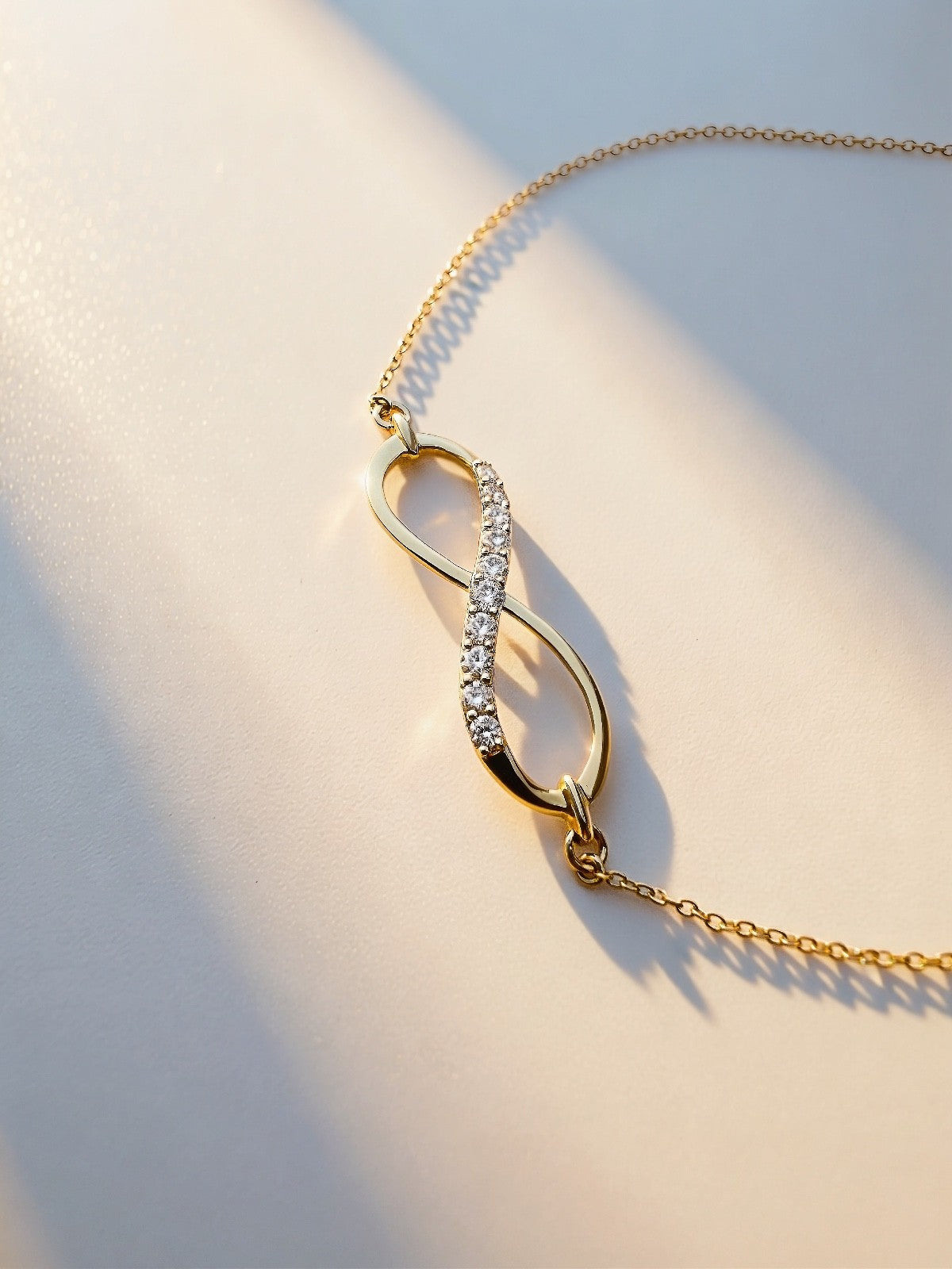 18K Solid Gold Infinity Diamond Bracelet 0.20CT VS Dainty Fine Jewelry Gift0