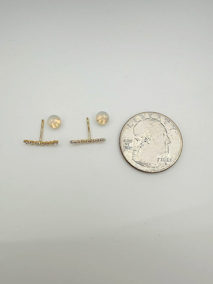 18K Solid Gold Diamond Climber Stud Earrings 0.20ct Dainty Gift4