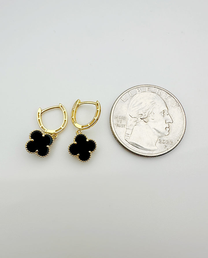 The Black Floral Dangle Drop Earrings