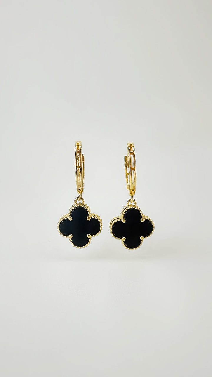 The Black Floral Dangle Drop Earrings