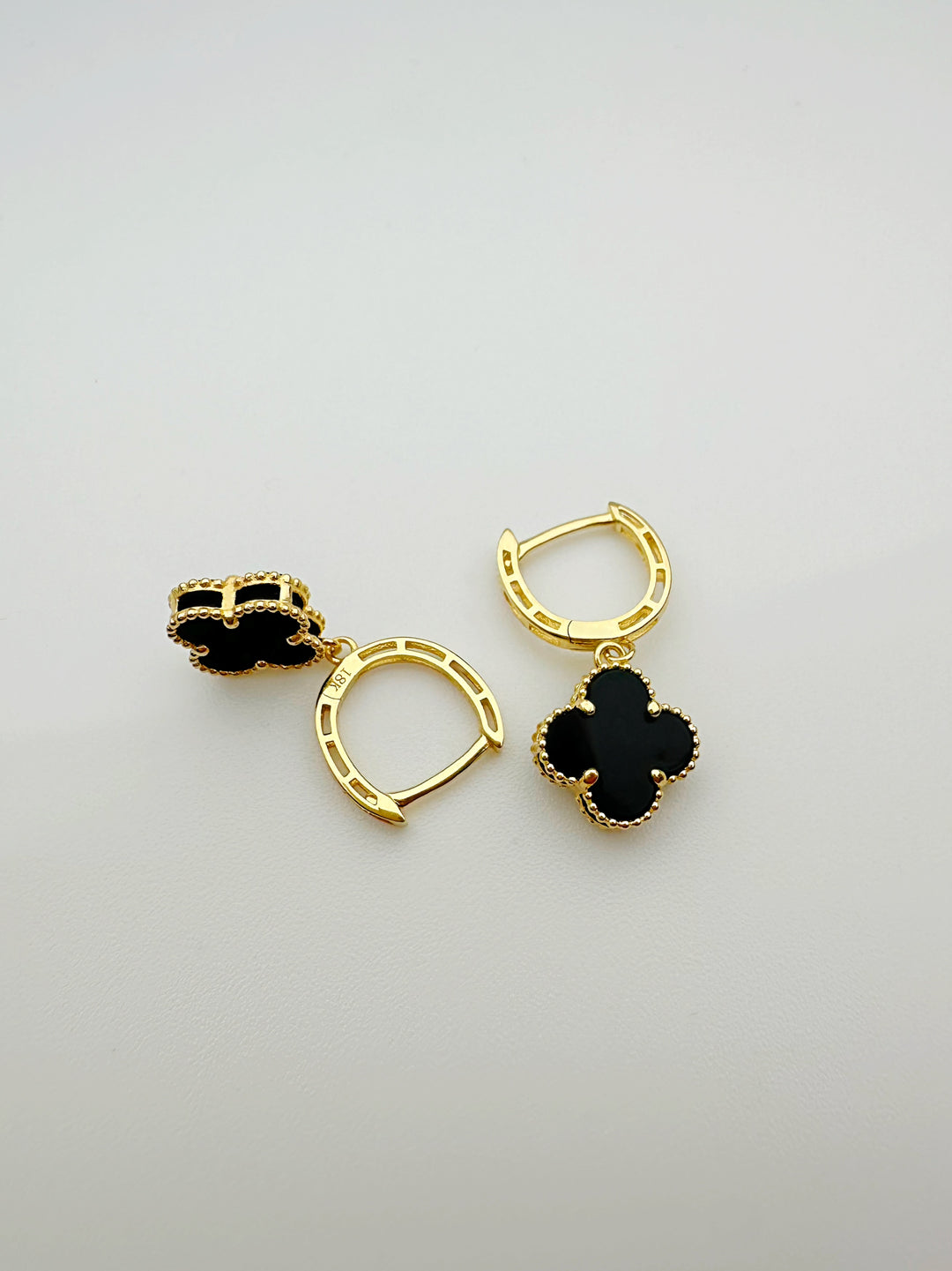 The Black Floral Dangle Drop Earrings