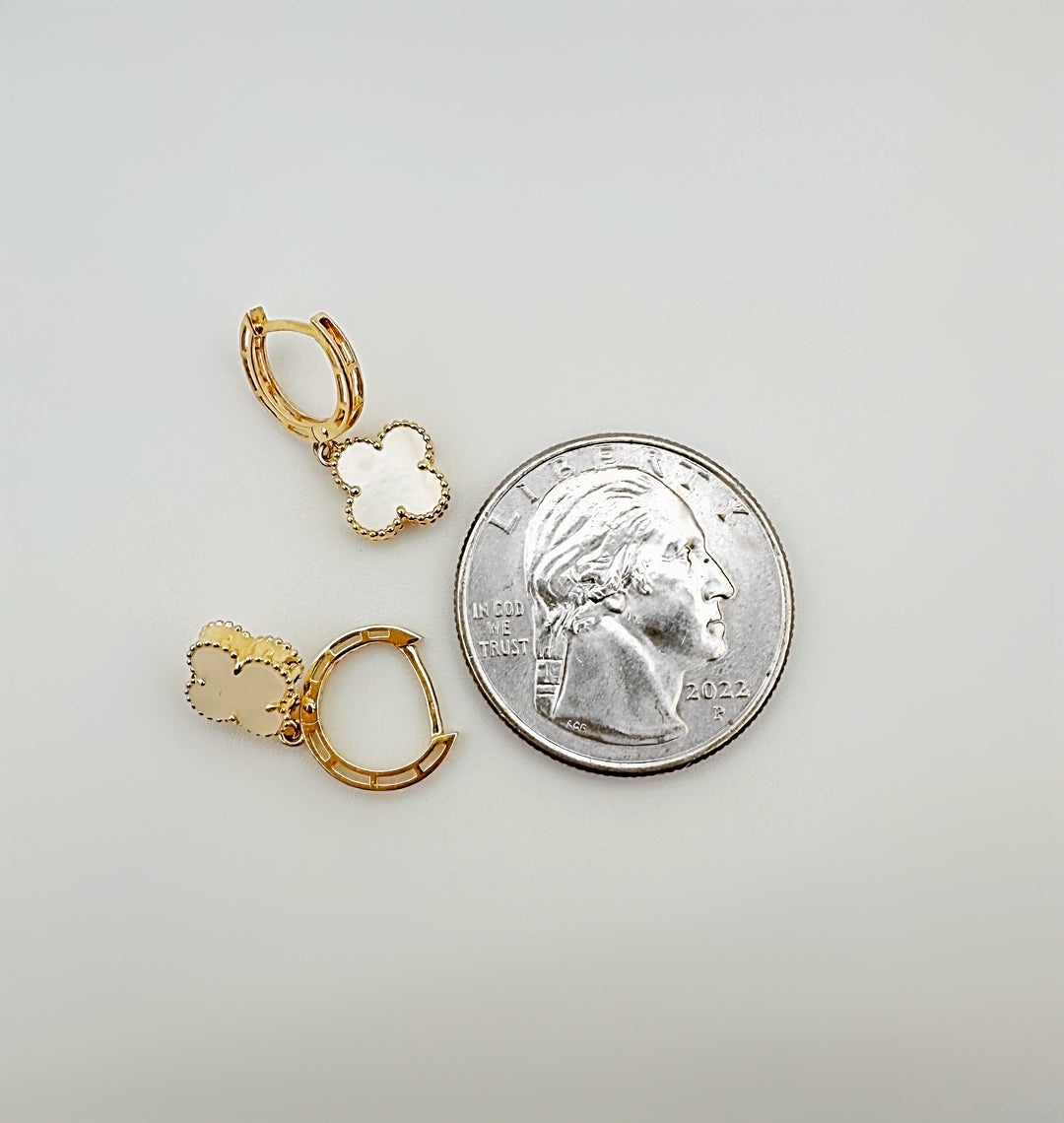 The White Floral Pearl Dangle Drop Earrings