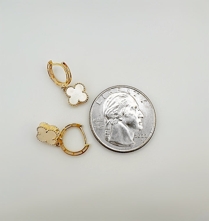 The White Floral Pearl Dangle Drop Earrings