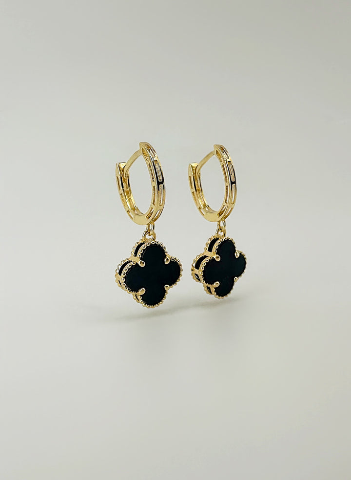 The Black Floral Dangle Drop Earrings