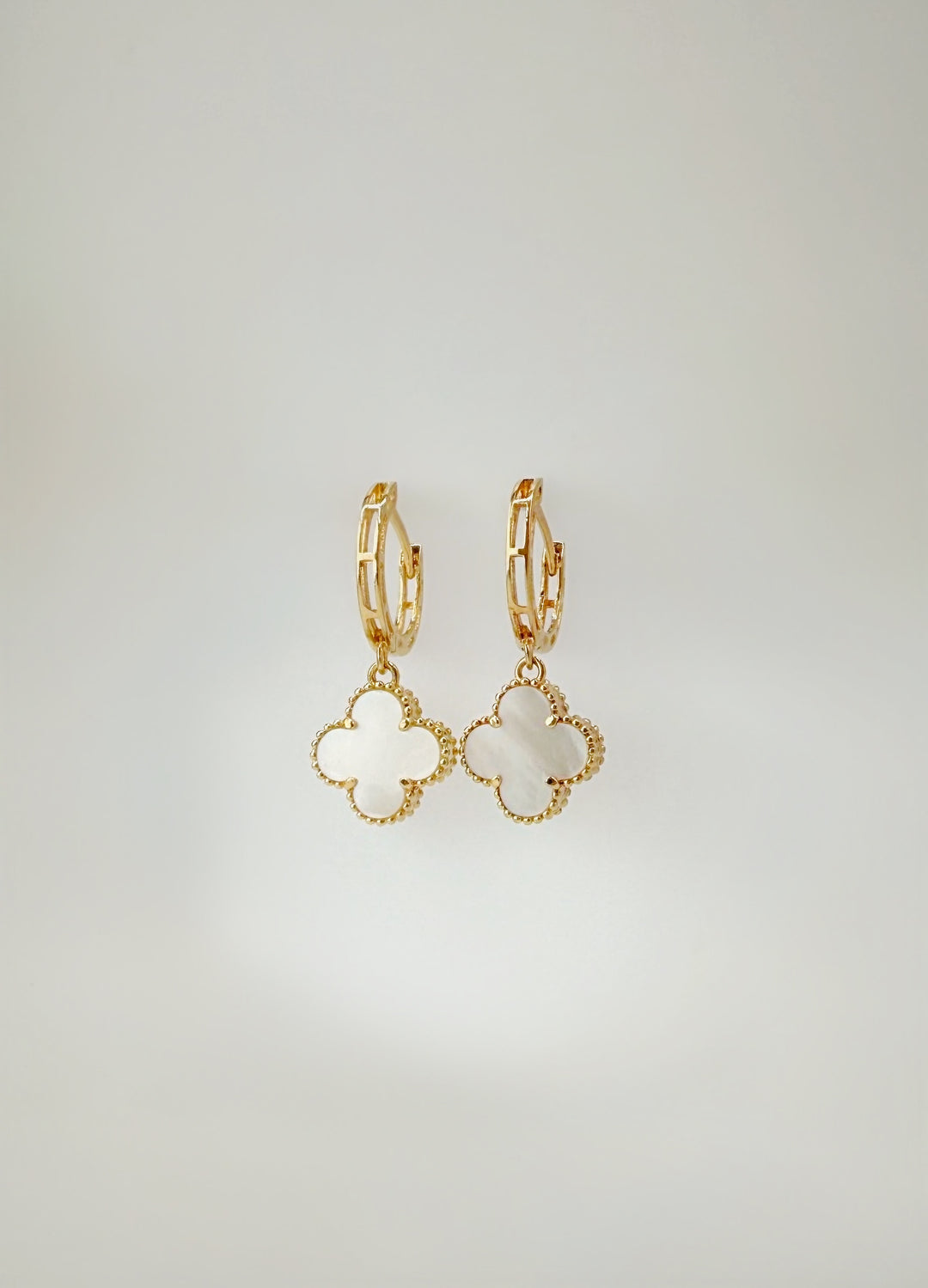 The White Floral Pearl Dangle Drop Earrings