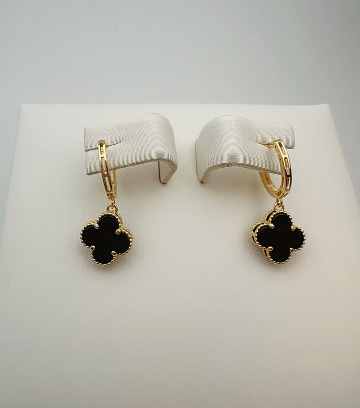 The Black Floral Dangle Drop Earrings