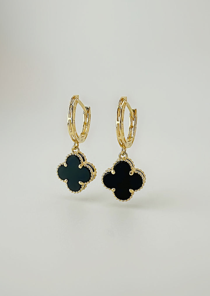 The Black Floral Dangle Drop Earrings