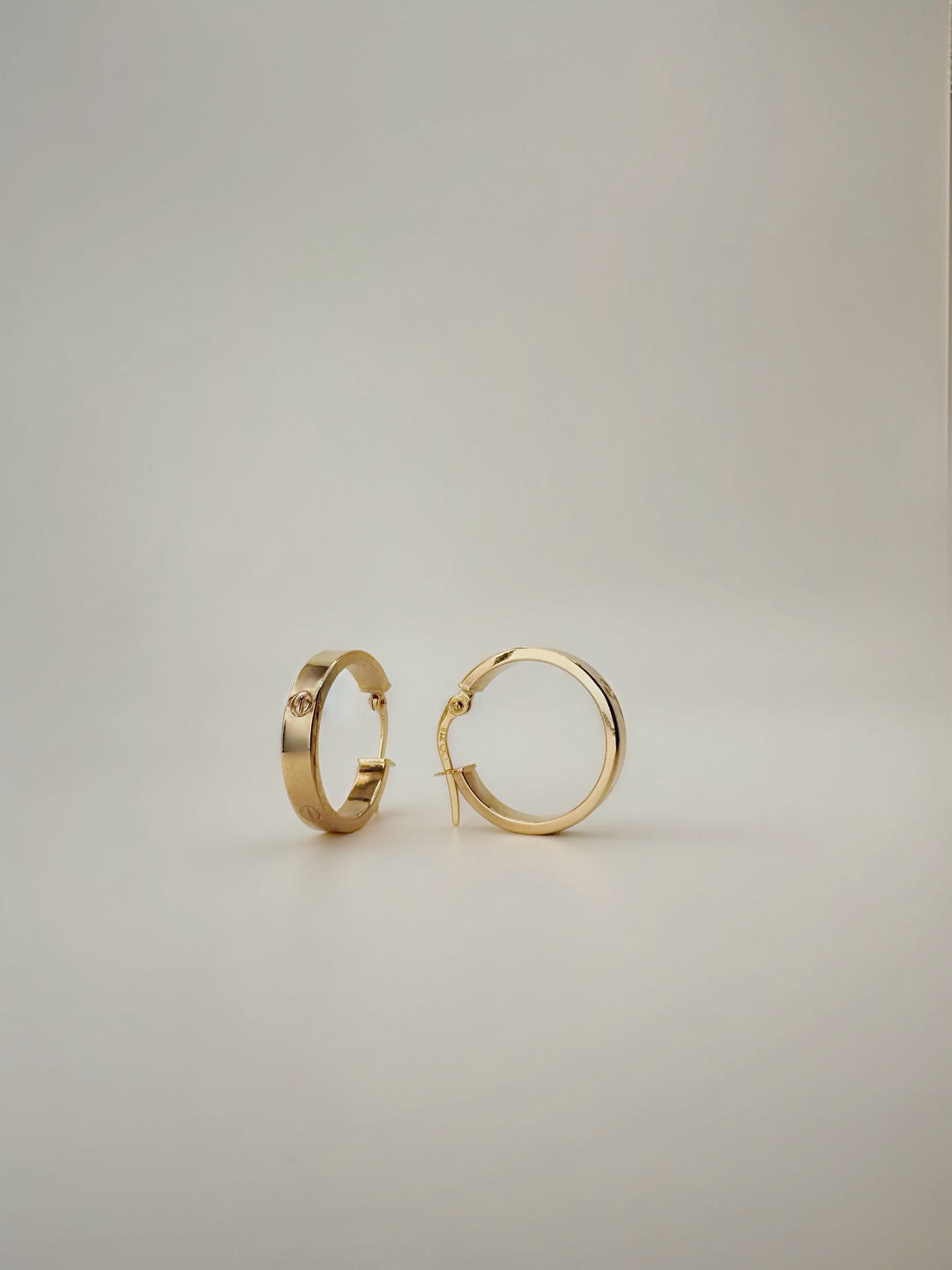 18K Solid Gold C Hoop Earrings 20mm Minimalist Everyday Gold Jewelry