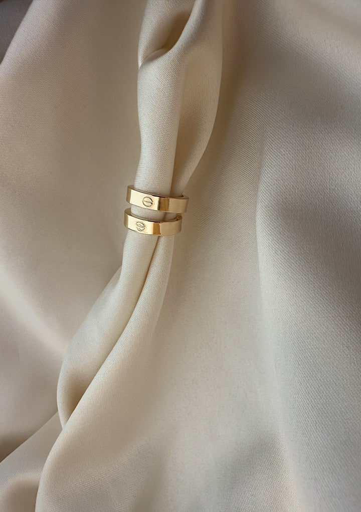 18K Solid Gold C Hoop Earrings 20mm Minimalist Everyday Gold Jewelry