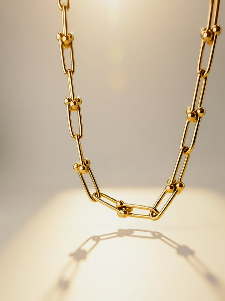 18K Real Gold HARDWARE CHAIN necklace