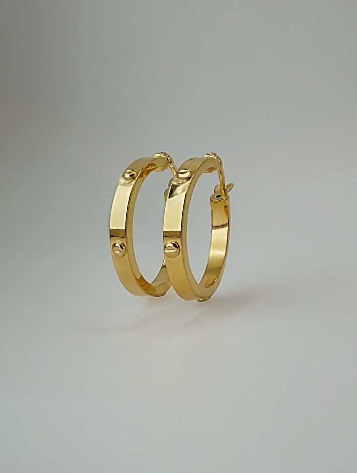 18K Solid Gold C Hoop Earrings 20mm Minimalist Everyday Gold Jewelry