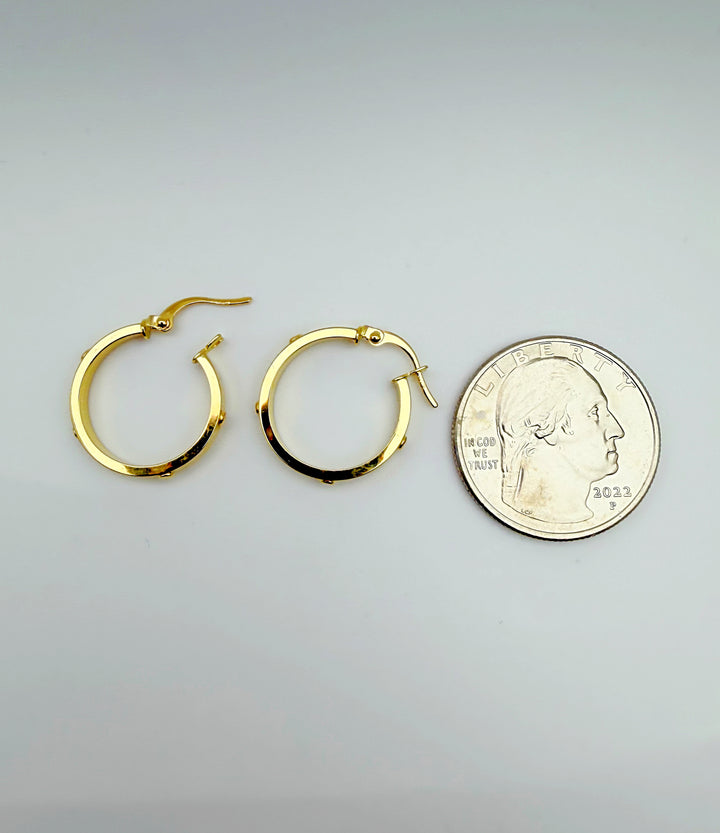 18K Solid Gold C Hoop Earrings 20mm Minimalist Everyday Gold Jewelry