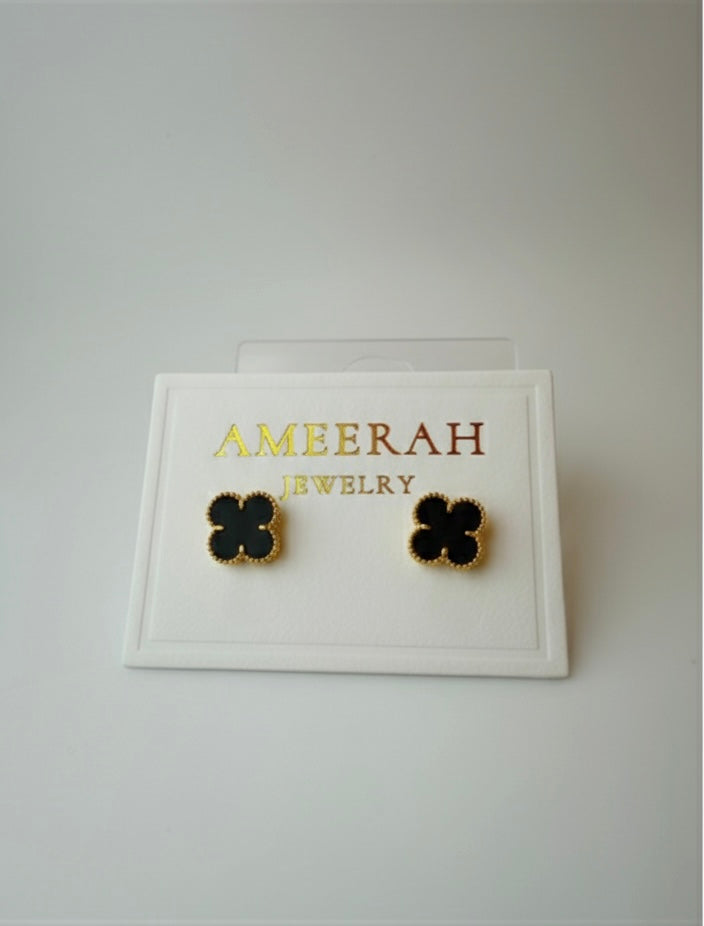 The Black Floral Studs