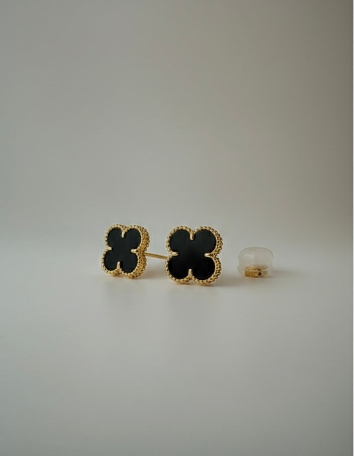 The Black Floral Studs