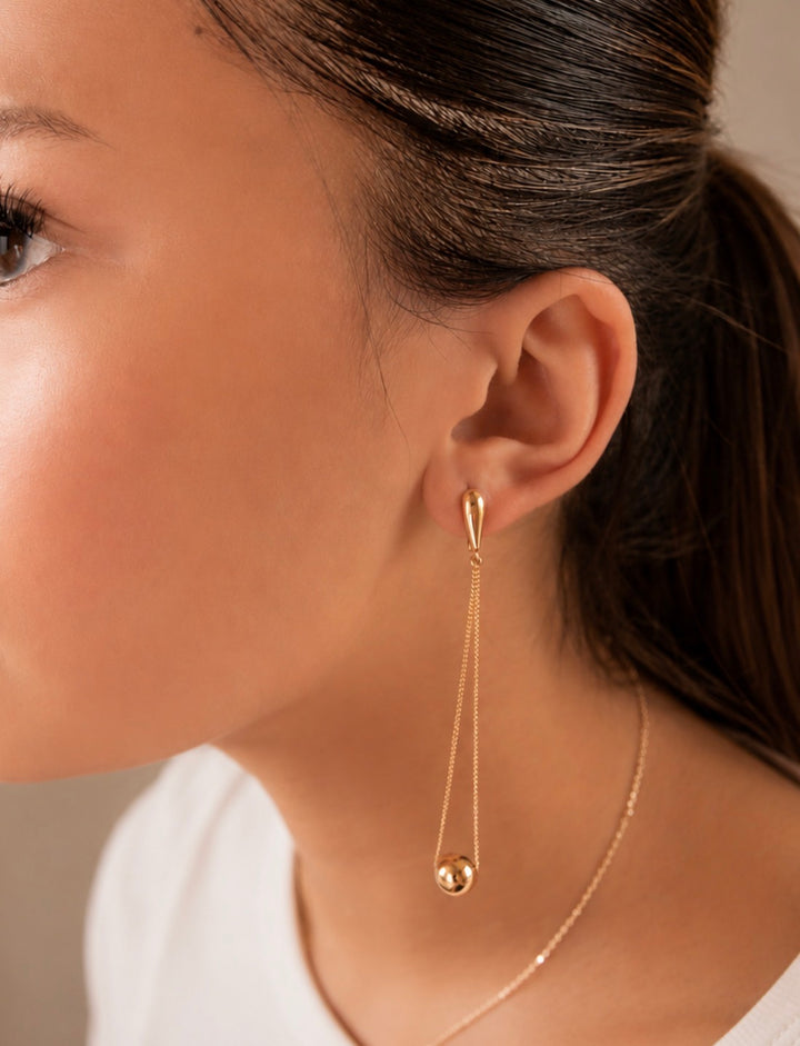 18K Real Gold Drop Earrings Teardrop Dangle 2.75 Real Gold Minimalist