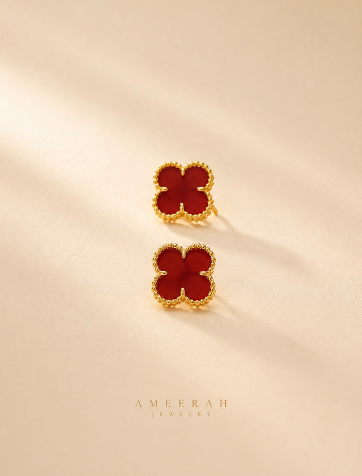 The Red Floral Studs