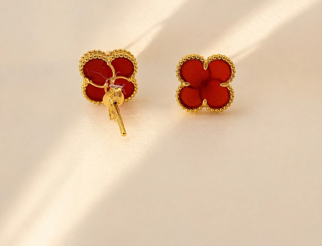The Red Floral Studs