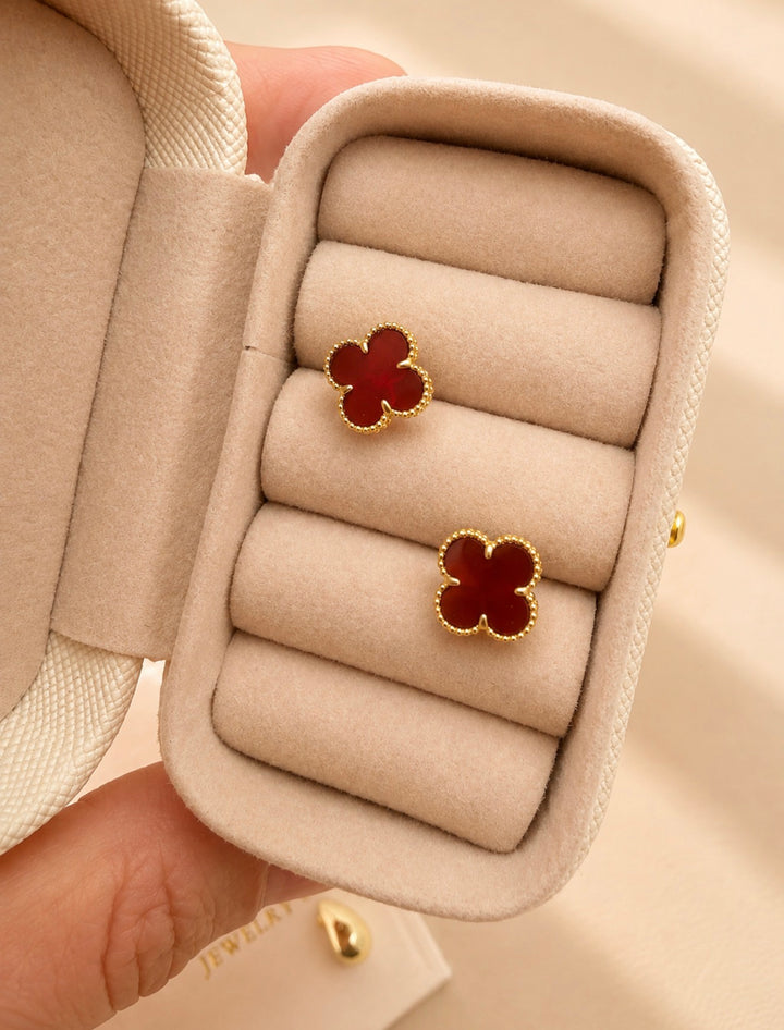 The Red Floral Studs