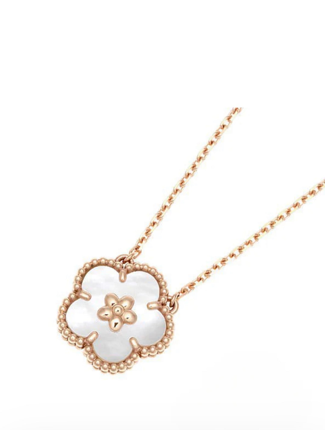 The Pearly White 8MM Floral Necklace