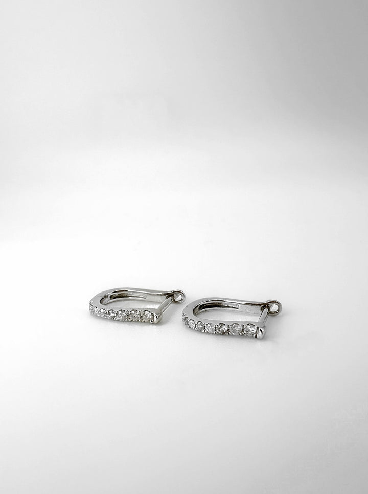 U SHAPED Diamond baby Huggies made of 18K solid gold and natural diamonds good for everyday wear , real gold jewelry , gift for Mother's Day