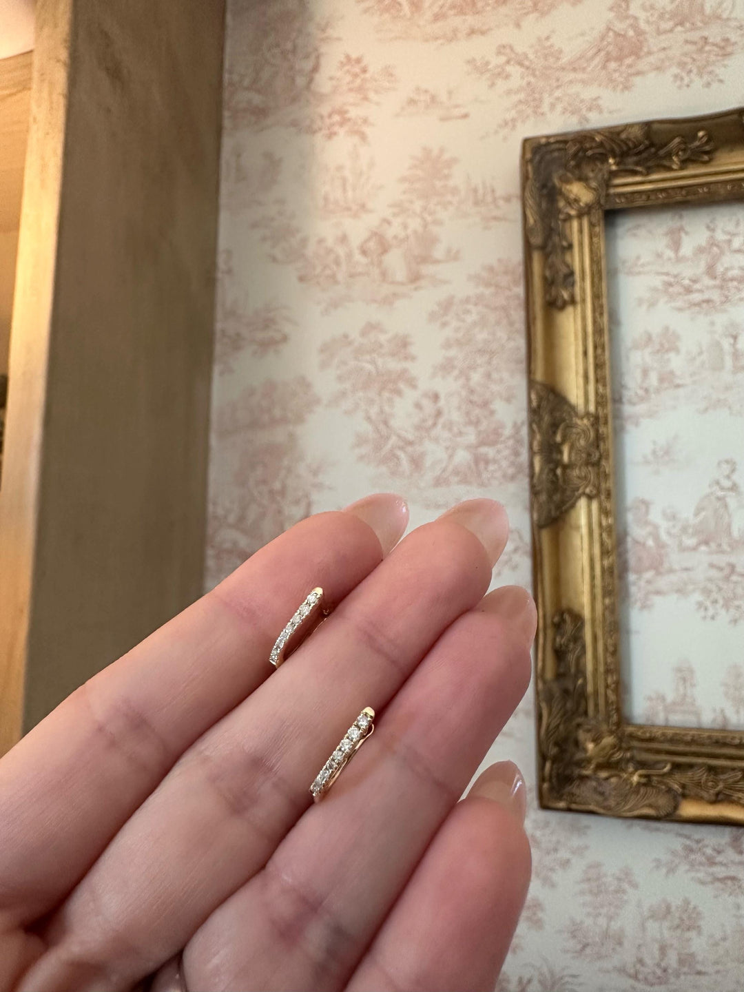 U SHAPED Diamond baby Huggies made of 18K solid gold and natural diamonds good for everyday wear , real gold jewelry , gift for Mother's Day